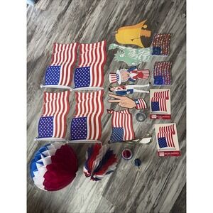 Vintage Lot America Patriotic USA Flag Decorations Wall Hanging Independence